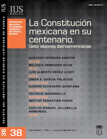					Ver Vol. 10 Núm. 38 (2016): La Constitución mexicana en su centenario. Siete visiones iberoamericanas
				